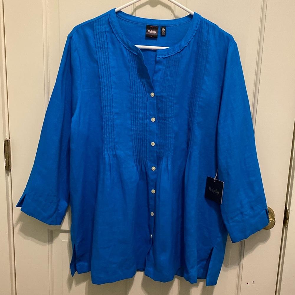 Rafaella 100% Linen Blouse XL